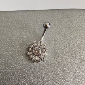 Bellybutton ring piercing 14g flower, CZ bling